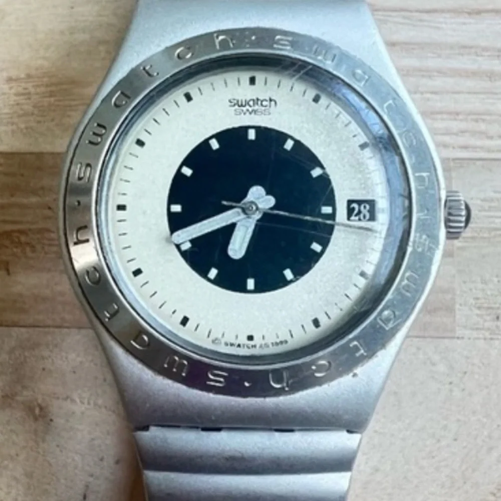 Vintage 1999 Swatch Irony Aluminum watch expansion band NEW BATTERY - Picture 1 of 11
